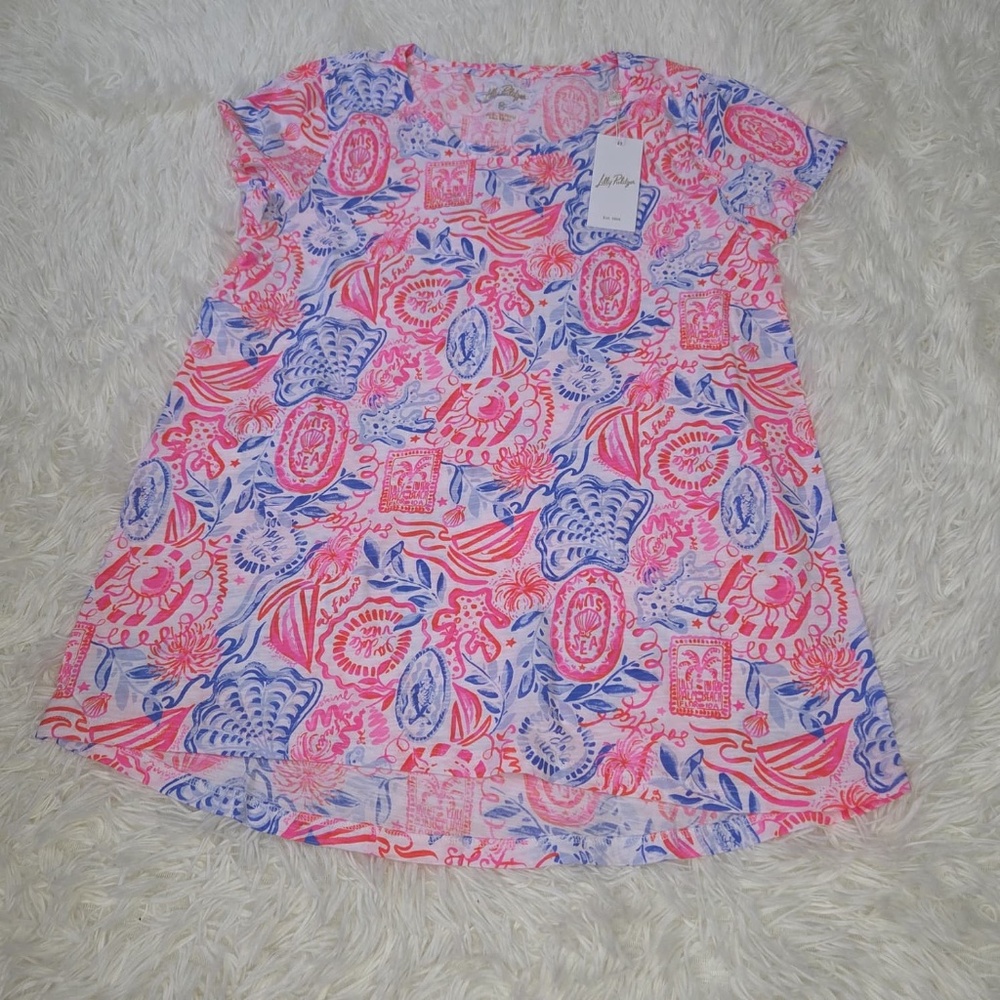 NWT Lilly Pulitzer Etta Scoop Neck Top  "Lil Sun Sea Sand"